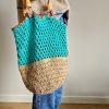 Handmade Women's Bag - Turquoise and Beige Color - 100% Egyptian Wool - Image 2