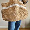 Handmade Women's Bag - White and Beige Color - 100% Egyptian Wool - Image 2
