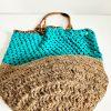 Handmade Women's Bag - Turquoise and Beige Color - 100% Egyptian Wool