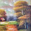 Vintage Oil Tableau with Wooden Frame