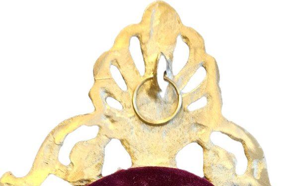 Vintage Hand Painted Porcelain Painting With Brass Frame Crown - Image 4