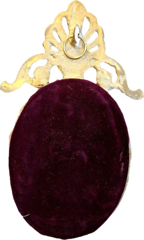 Vintage Hand Painted Porcelain Painting With Brass Frame Crown - Image 5